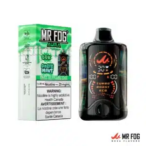 Oasis Mint Mr Fog Aura 60k Puffs offers powerful performance, 900mAh battery, 20ml e liquid, and smooth 5 nicotine satisfaction