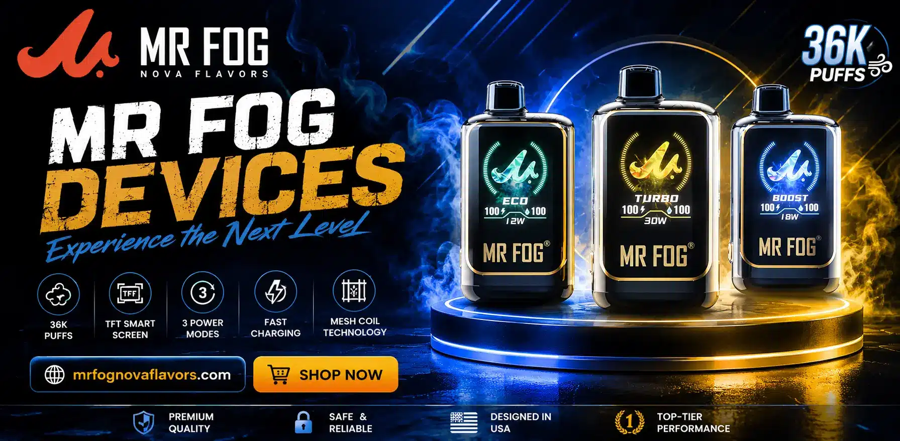 Mr Fog Devices collection featuring premium disposable vapes with modern designs and multiple flavors.