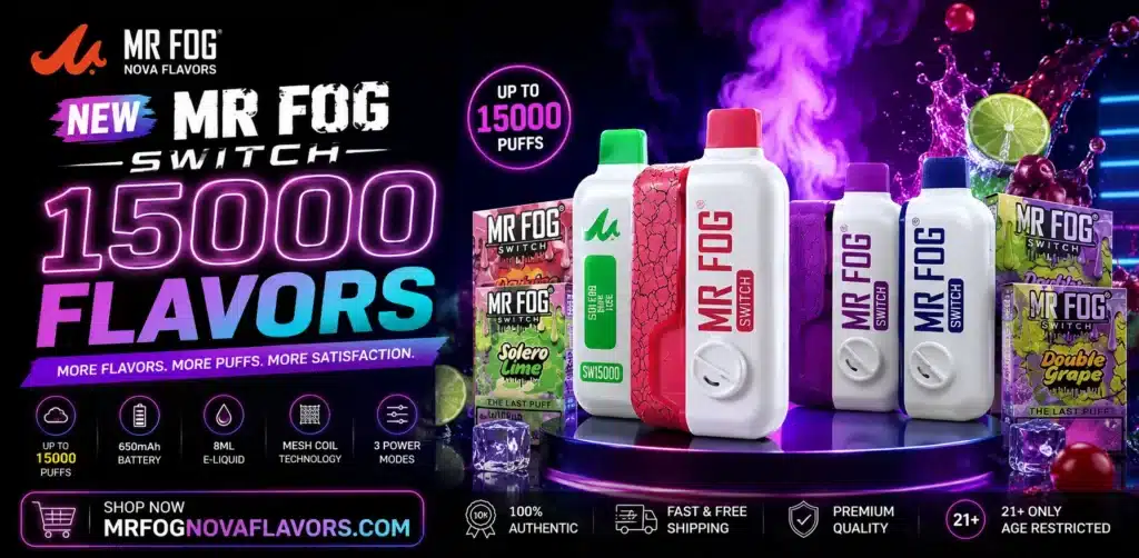 If you thought the Mr Fog Switch 15000 lineup was already stacked, wait until you see what's been added. The new Mr Fog Switch 15000 flavors have officially expanded what was already one of the more feature-rich disposables on the market — and the timing couldn't be better for anyone who felt like they'd tried everything the original lineup had to offer. What's New With Mr Fog Switch 15000 Before getting into the flavor list, it's worth understanding why this update matters. The Switch SW15000 was never a basic disposable to begin with — dual wattage modes, a smart display, adjustable airflow — but even the best hardware benefits from a flavor menu that keeps pace. This latest expansion brings the total lineup to over 16 signature flavors, spanning everything from candy-inspired blends to rich tropical combinations, giving longtime users a real reason to come back and new users an even easier entry point. Complete Flavor Lineup (16+ Signature Flavors) Here's the full rundown of what's currently available: Flavor Name Flavor Profile Banana Pancake Sweet banana with warm, comforting pancake and maple notes Blue Raspberry Magic Cotton Ice Candy-like blue raspberry and cotton candy with a cooling finish Classic Mint Ice Crisp, cool, and invigorating pure mint Cola Gummy Ice A fizzy, nostalgic cola-candy flavor with a cool finish Gold Edition (6th Anniversary Special) A rich, premium fruit blend released for the brand's anniversary Grape Pomegranate Ice Bold grape and tangy pomegranate with a frosty menthol twist Guava Mango Peach A tropical trio combining guava, mango, and peach Mango Dragon Fruit Lemonade Exotic mango and dragon fruit with a citrusy lemonade twist Nasty Tropic A bold tropical fruit mix with layered sweetness Peach Blue Razz Mango Ice Peach, blue raspberry, and mango blended with a frosty finish Peach Lychee Ice Sweet peach paired with delicate lychee and a chilled exhale Pina Colada A creamy, tropical blend inspired by the classic cocktail Strawberry Apricot Ice Ripe strawberry and apricot with a refreshing icy finish Strawberry Berry A smooth, balanced blend of strawberry and mixed berries Strawberry Dragon Fruit Sweet strawberry paired with exotic dragon fruit White Peach Slushy Juicy white peach with a refreshing, slushy-like finish This is a genuinely wide spread — dessert-style options like Banana Pancake sit alongside sharp menthol picks like Classic Mint Ice, with plenty of tropical and candy-inspired blends filling in the middle. Mr Fog Switch 15000 Flavor Menu Update: What Actually Changed For anyone who tried the Switch SW15000 early on, a few additions stand out as genuinely new territory for the brand: Banana Pancake brings a dessert-style flavor profile that wasn't well represented in the original lineup, giving vapers who prefer sweeter, warmer flavors a real option beyond typical fruit blends. Mango Dragon Fruit Lemonade combines three distinct flavor elements into one blend, reflecting a more adventurous approach to flavor-building than the brand's earlier, simpler combinations. The Gold Edition stands apart entirely as a limited-run anniversary flavor, giving repeat customers something exclusive to look for beyond the standard rotation. Complete Specifications Specification Details Puff Count Up to 15,000 puffs E-Liquid Capacity 12mL to 18mL (depending on regional version/batch) Nicotine Strength 50mg (5%) salt nicotine (also available in select 20mg or 0mg markets) Battery Capacity 650mAh, rechargeable built-in battery Charging Port USB Type-C, fast charging Coil Technology Advanced Dual Mesh Coils Power Modes Eco Mode (10W, more puffs) and Boost Mode (20W, stronger flavor and vapor) Key Features Smart LED Screen: Displays real-time battery life, e-liquid consumption levels, and active wattage mode. Adjustable Airflow: A center-located control dial lets you switch between Mouth-to-Lung (MTL) and Restricted Direct-to-Lung (RDTL) draws. Child-Lock Safety: An integrated lock function helps prevent accidental use by children. Ergonomic Design: A stylish crackle texture finish paired with a comfortable food-grade TPU mouthpiece. Why the Flavor Expansion Matters More Than It Seems A bigger flavor menu isn't just about having more choices on paper — it directly affects how long a device stays interesting to use. Flavor fatigue is one of the most common reasons vapers switch brands entirely, not because the hardware failed, but because they got bored rotating through the same five or six options. With more than 16 signature flavors now available, that concern becomes far less relevant. You can realistically build a week-long rotation without repeating a single flavor. It also means the Switch SW15000 now covers nearly every flavor category a vaper might want in one lineup — icy menthols (Classic Mint Ice, Grape Pomegranate Ice), tropical blends (Nasty Tropic, Guava Mango Peach), candy-inspired options (Cola Gummy Ice, Blue Raspberry Magic Cotton Ice), and dessert-leaning choices (Banana Pancake) — without needing to jump to a different brand for variety. How to Pick From the Newest Mr Fog Switch 15000 Flavors If you're overwhelmed by the options, here's a simple way to narrow it down: New to the brand? Start with Guava Mango Peach or Strawberry Berry — both are balanced, approachable flavors that showcase the dual mesh coil's consistency without being too intense. Coming from menthol cigarettes? Classic Mint Ice offers the cleanest, most direct menthol experience in the lineup. Want something sweeter? Banana Pancake and Cola Gummy Ice lean into dessert and candy territory more than any other flavors on the list. Looking for something exclusive? Grab the Gold Edition while it's still available — anniversary releases like this typically don't stick around once the batch runs out. Try the New Mr Fog Switch 15000 Flavors: What to Expect Beyond just more options, the expanded lineup benefits from the same dual mesh coil technology that's made the Switch SW15000 reliable in the first place. That means newer additions like Mango Dragon Fruit Lemonade and Peach Lychee Ice deliver the same flavor consistency across the device's full 15,000-puff lifespan as the original flavors did — this isn't an expansion that sacrifices quality for quantity. Frequently Asked Questions What are the newest additions to the Mr Fog Switch 15000 lineup? Recent additions include Banana Pancake, Mango Dragon Fruit Lemonade, and the limited-run Gold Edition (6th Anniversary Special), expanding the total flavor count to over 16 signature options. How many flavors does the Mr Fog Switch 15000 come in now? The current lineup includes more than 16 flavors, spanning menthol, tropical, candy-inspired, and dessert-style profiles. Is the Gold Edition flavor a permanent addition? No, it's a limited-run anniversary release, meaning it may not be restocked once the current batch sells through. Do the new flavors use the same coil technology as the original lineup? Yes, all flavors — new and original — use the same Advanced Dual Mesh Coil technology, ensuring consistent flavor delivery across the full puff count. Which new flavor is best for someone who's never tried Mr Fog Switch before? Guava Mango Peach or Strawberry Berry are good starting points, offering a balanced introduction without leaning too heavily into menthol or candy territory. Is the Mr Fog Switch 15000 rechargeable? Yes, it features a 650mAh battery that charges via USB Type-C, letting you use the full e-liquid capacity across multiple charges. What's the difference between Eco and Boost mode? Eco mode (10W) is built for a longer-lasting, efficient draw, while Boost mode (20W) delivers denser vapor and stronger flavor at the cost of faster battery and e-liquid use. Final Thoughts A flavor lineup this size doesn't happen without a device that's already proven itself — and the Mr Fog Switch 15000's combination of dual wattage modes, smart display, and dual mesh coil consistency is exactly why this expansion works as well as it does. Whether you're drawn to something new like Banana Pancake or sticking with a proven favorite like Pina Colada, there's now more reason than ever to keep the Switch SW15000 in your regular rotation. If it's been a while since you last checked the flavor menu, now's the time to look again — the lineup has grown into one of the most complete flavor selections in the disposable vape space.